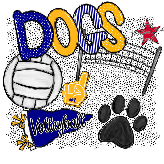 Dogs Volleyball Spirit-Blue & Yellow
