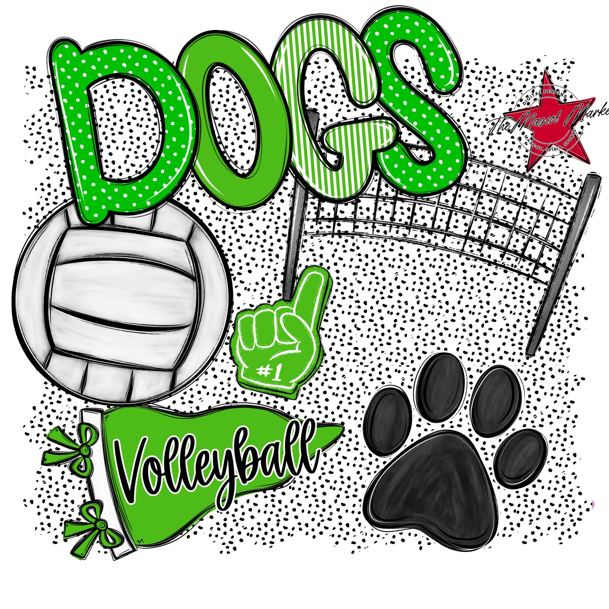 Dogs Volleyball Spirit-Bright Green