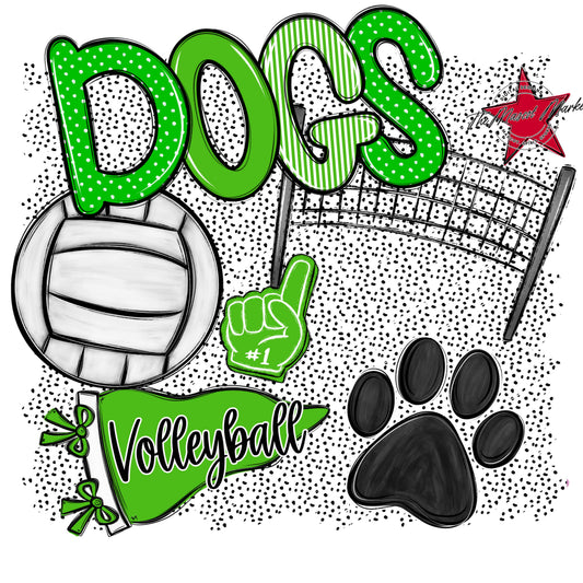 Dogs Volleyball Spirit-Bright Green