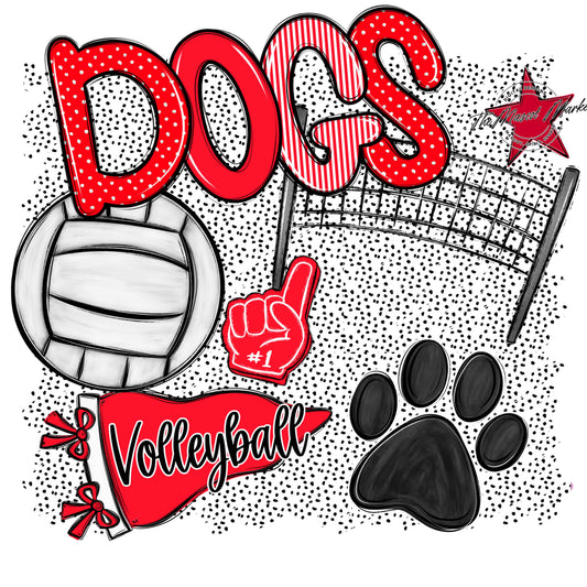 Dogs Volleyball Spirit-Bright Red