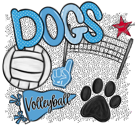 Dogs Volleyball Spirit-Carolina Blue