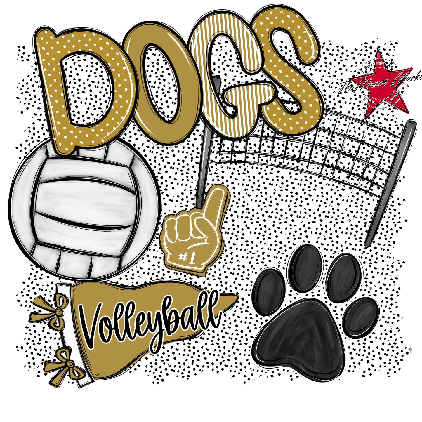Dogs Volleyball Spirit-Gold