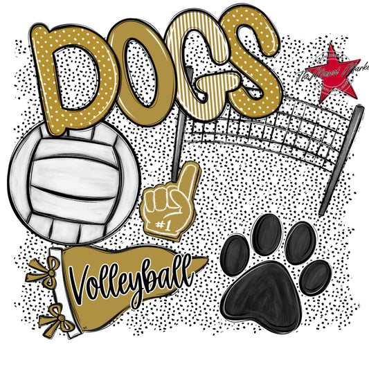 Dogs Volleyball Spirit-Gold
