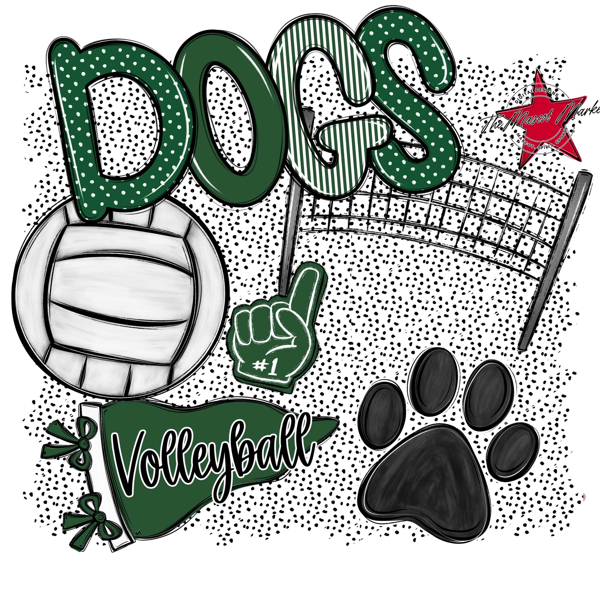 Dogs Volleyball Spirit-Green