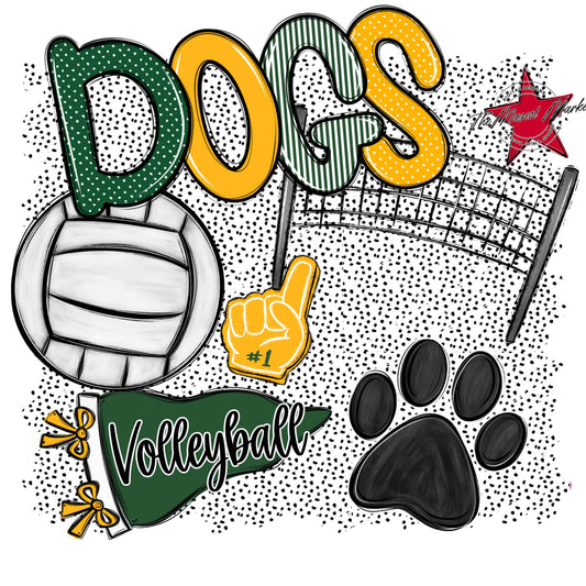 Dogs Volleyball Spirit-Green & Yellow