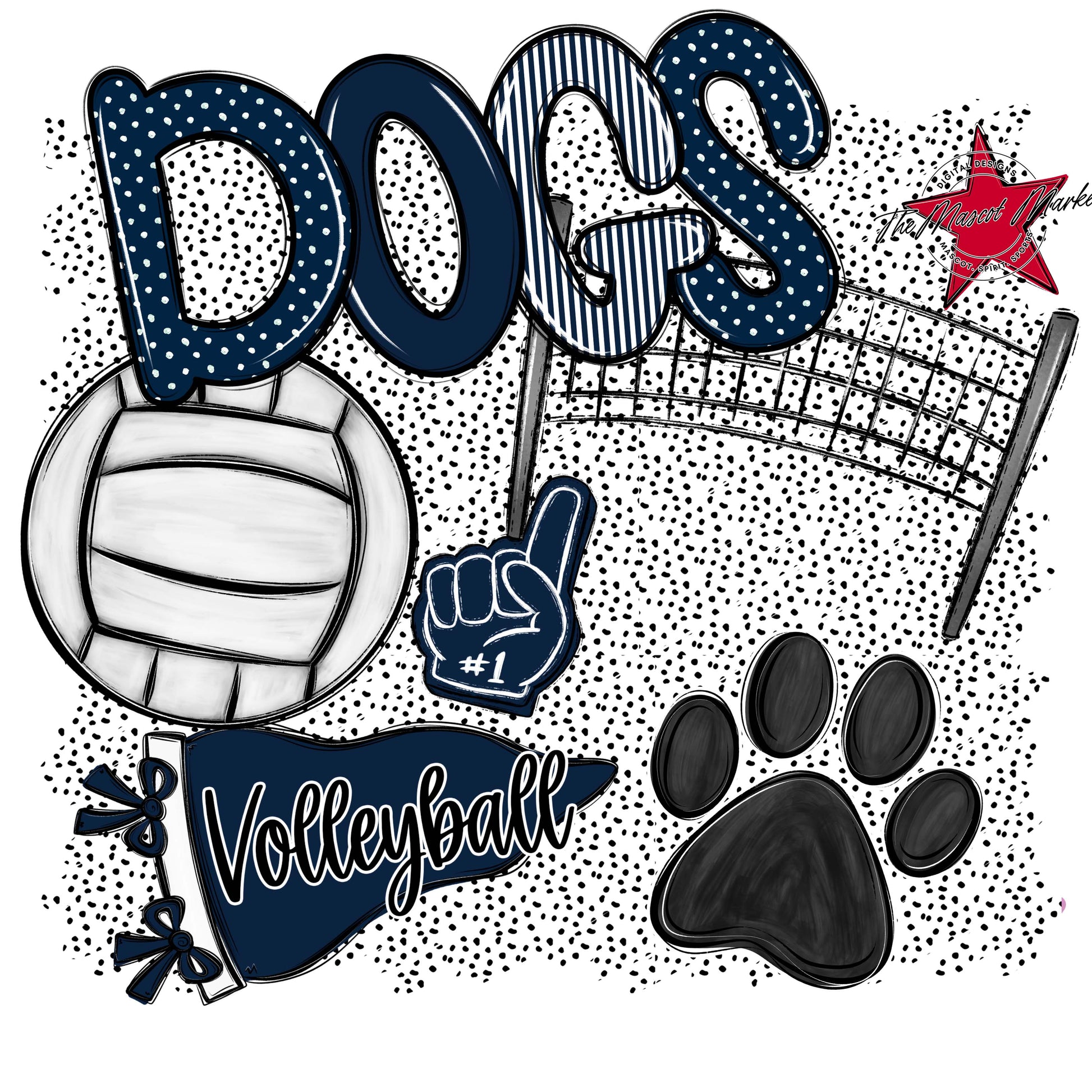 Dogs Volleyball Spirit-Navy