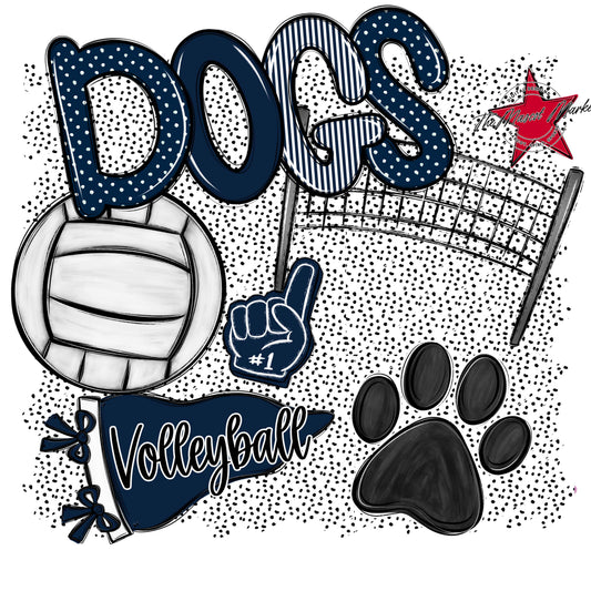 Dogs Volleyball Spirit-Navy