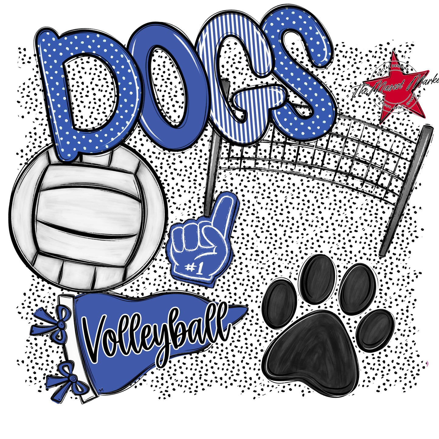 Dogs Volleyball Spirit-Off Blue