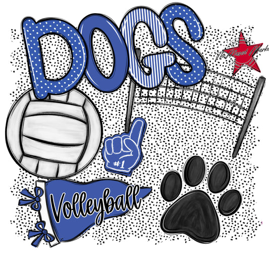 Dogs Volleyball Spirit-Off Blue