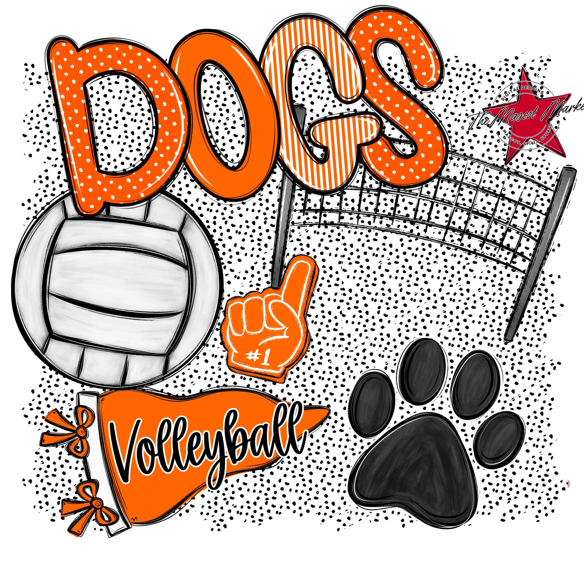 Dogs Volleyball Spirit-Orange