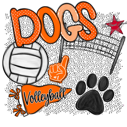 Dogs Volleyball Spirit-Orange