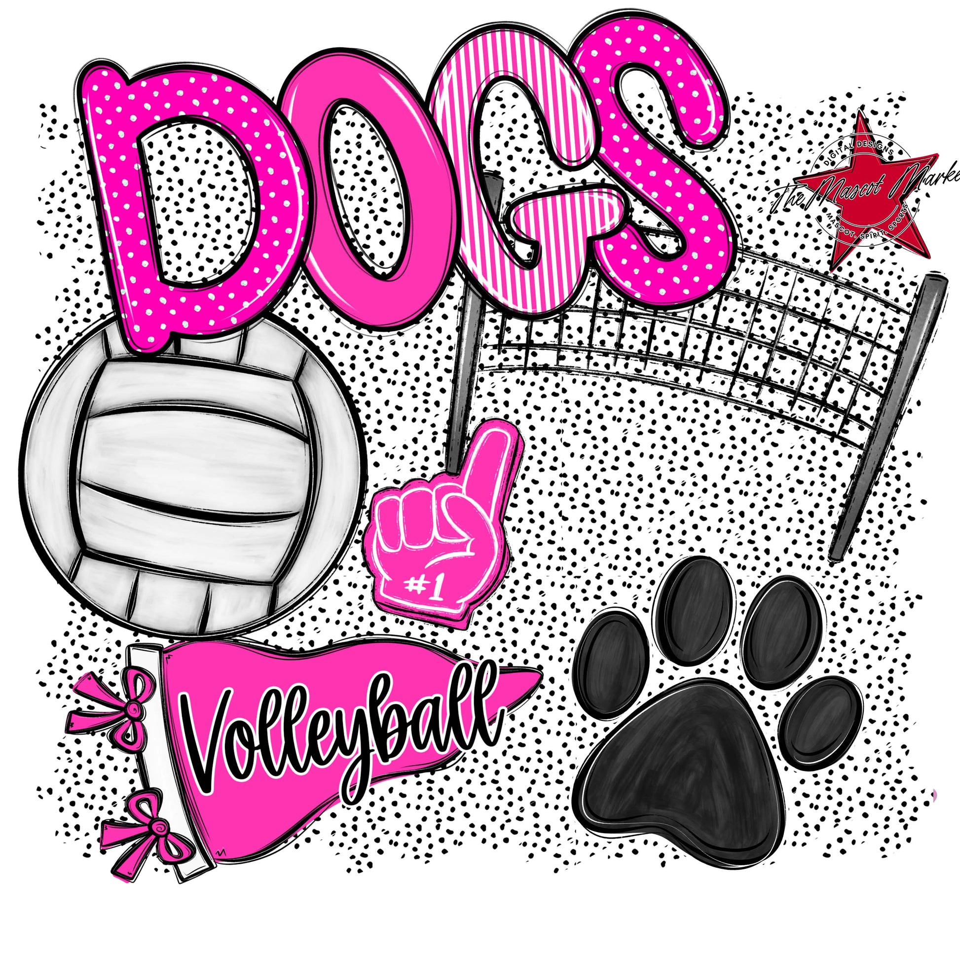 Dogs Volleyball Spirit-Pink