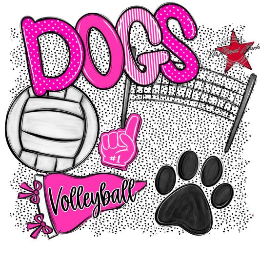 Dogs Volleyball Spirit-Pink