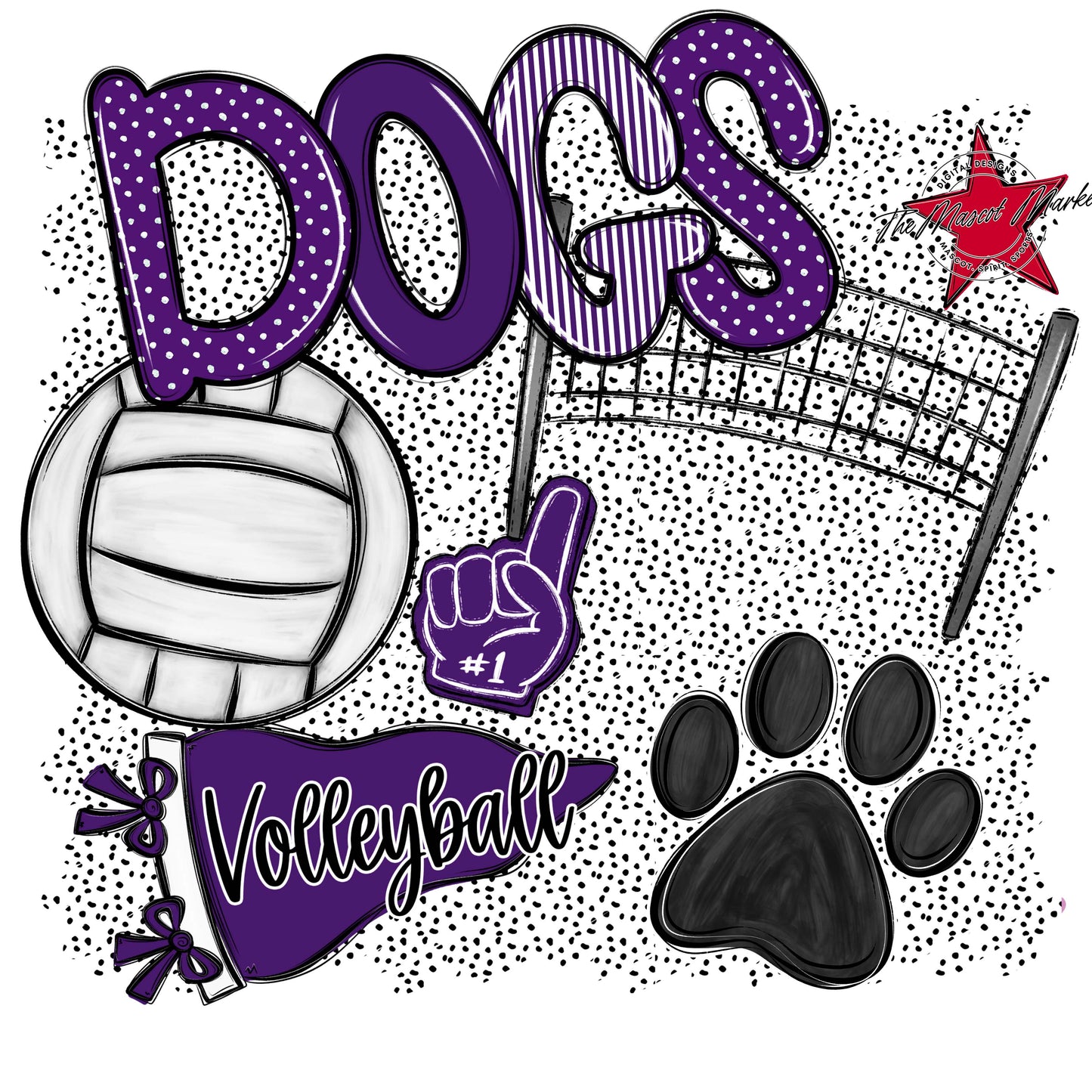 Dogs Volleyball Spirit-Purple