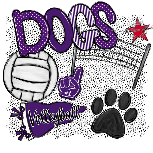 Dogs Volleyball Spirit-Purple