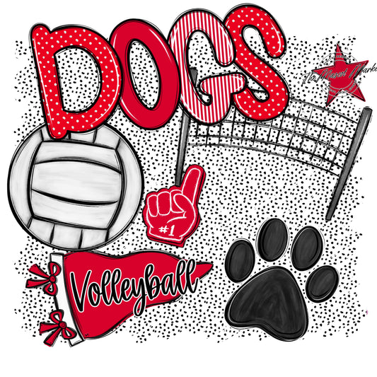 Dogs Volleyball Spirit-Red