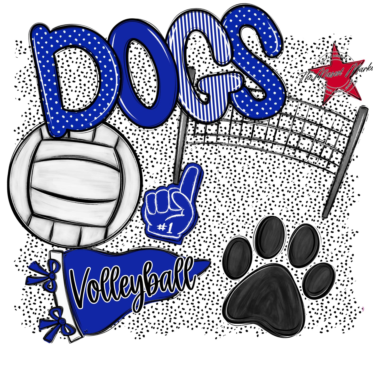 Dogs Volleyball Spirit-Royal Blue