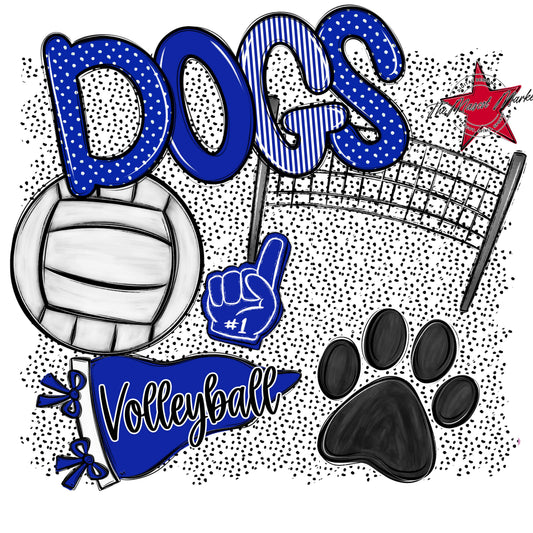 Dogs Volleyball Spirit-Royal Blue