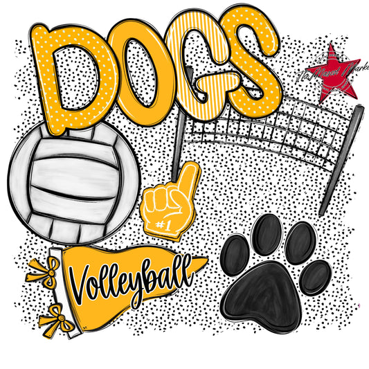 Dogs Volleyball Spirit-Yellow