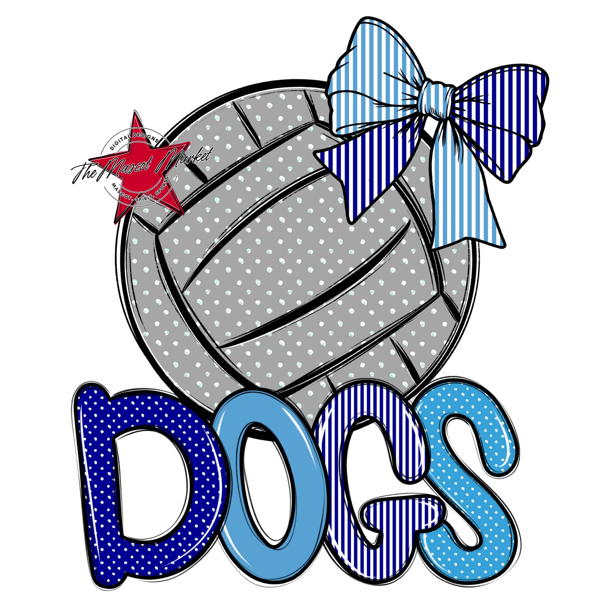 Dogs Volleyball Spirit Design-Blue & Carolina Blue