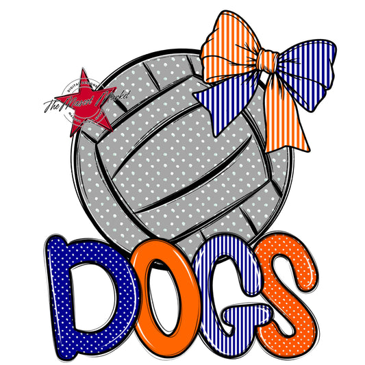 Dogs Volleyball Spirit Design-Blue & Orange