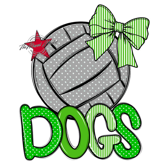 Dogs Volleyball Spirit Design-Bright Green