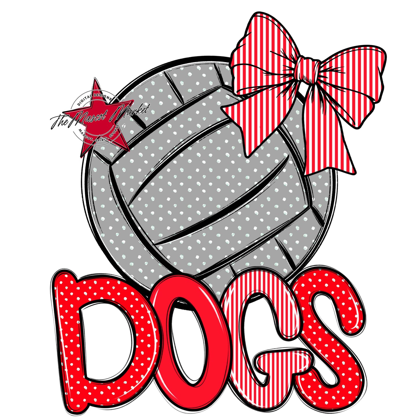 Dogs Volleyball Spirit Design-Bright Red