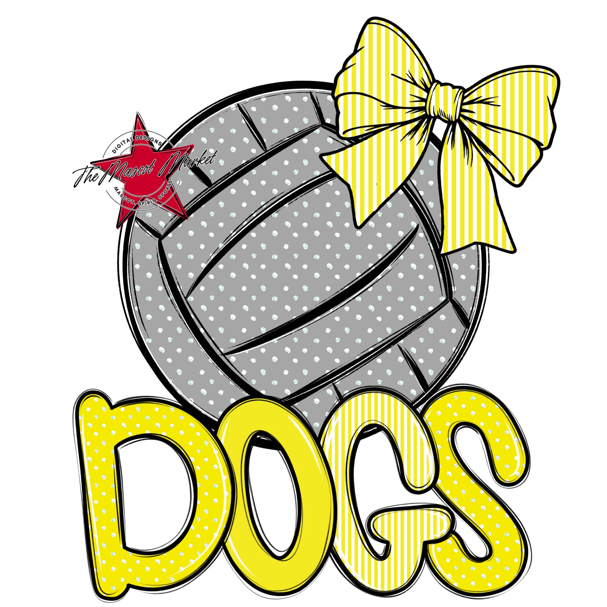 Dogs Volleyball Spirit Design-Bright Yellow