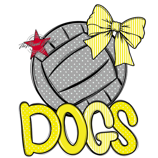 Dogs Volleyball Spirit Design-Bright Yellow