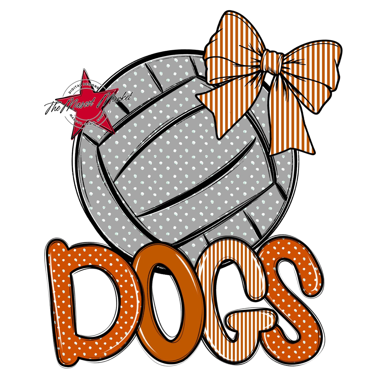 Dogs Volleyball Spirit Design-Burnt Orange