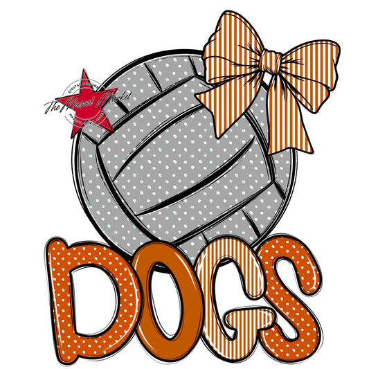 Dogs Volleyball Spirit Design-Burnt Orange