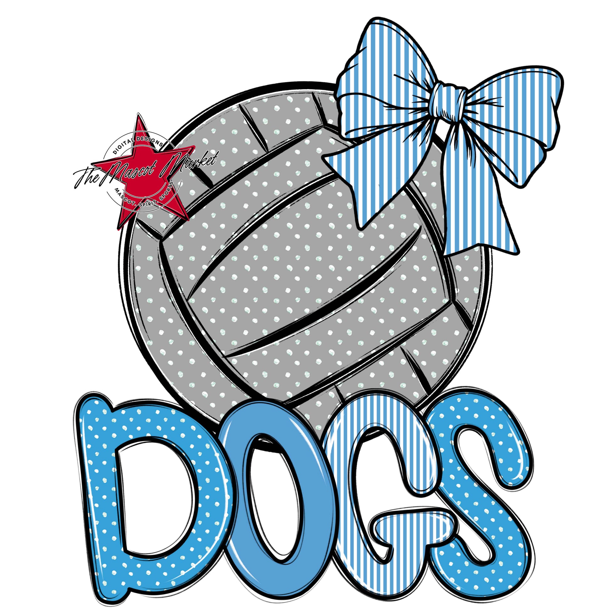 Dogs Volleyball Spirit Design-Carolina Blue
