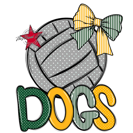 Dogs Volleyball Spirit Design-Green & Yellow