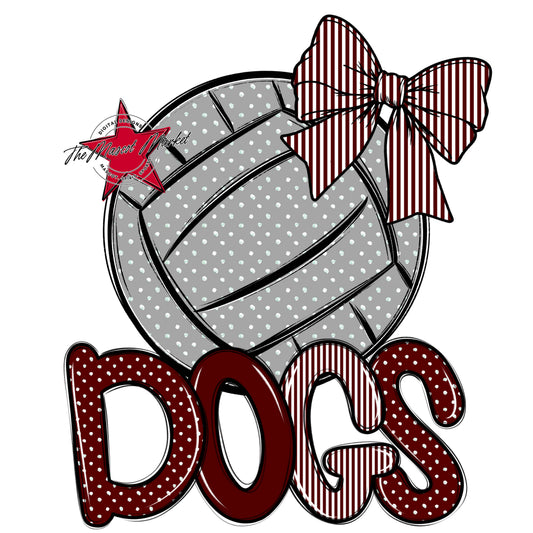 Dogs Volleyball Spirit Design-Maroon