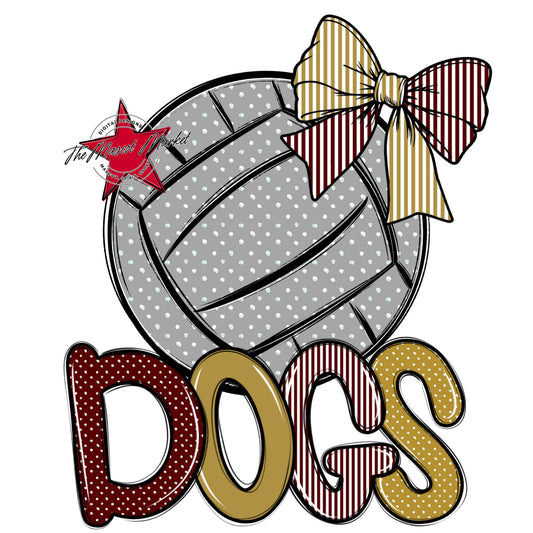 Dogs Volleyball Spirit Design-Maroon & Gold