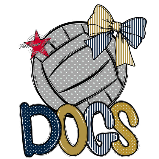 Dogs Volleyball Spirit Design-Navy & Gold