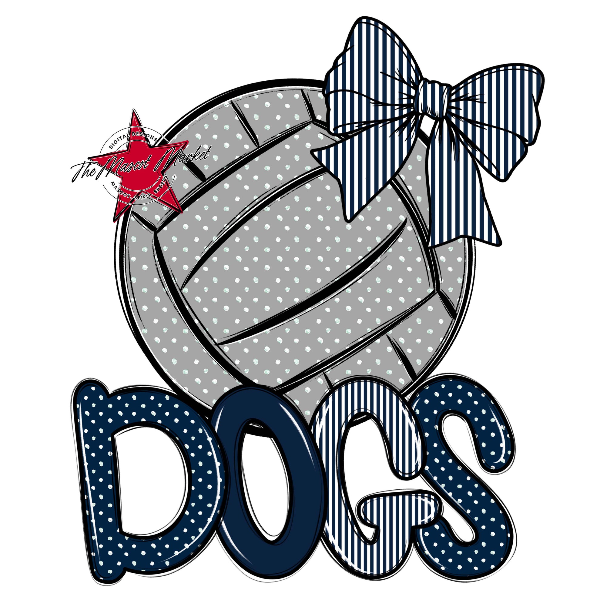 Dogs Volleyball Spirit Design-Navy