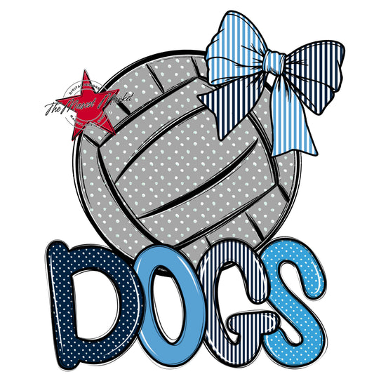 Dogs Volleyball Spirit Design-Navy & Carolina Blue