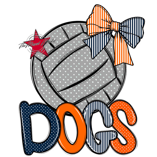 Dogs Volleyball Spirit Design-Navy & Orange