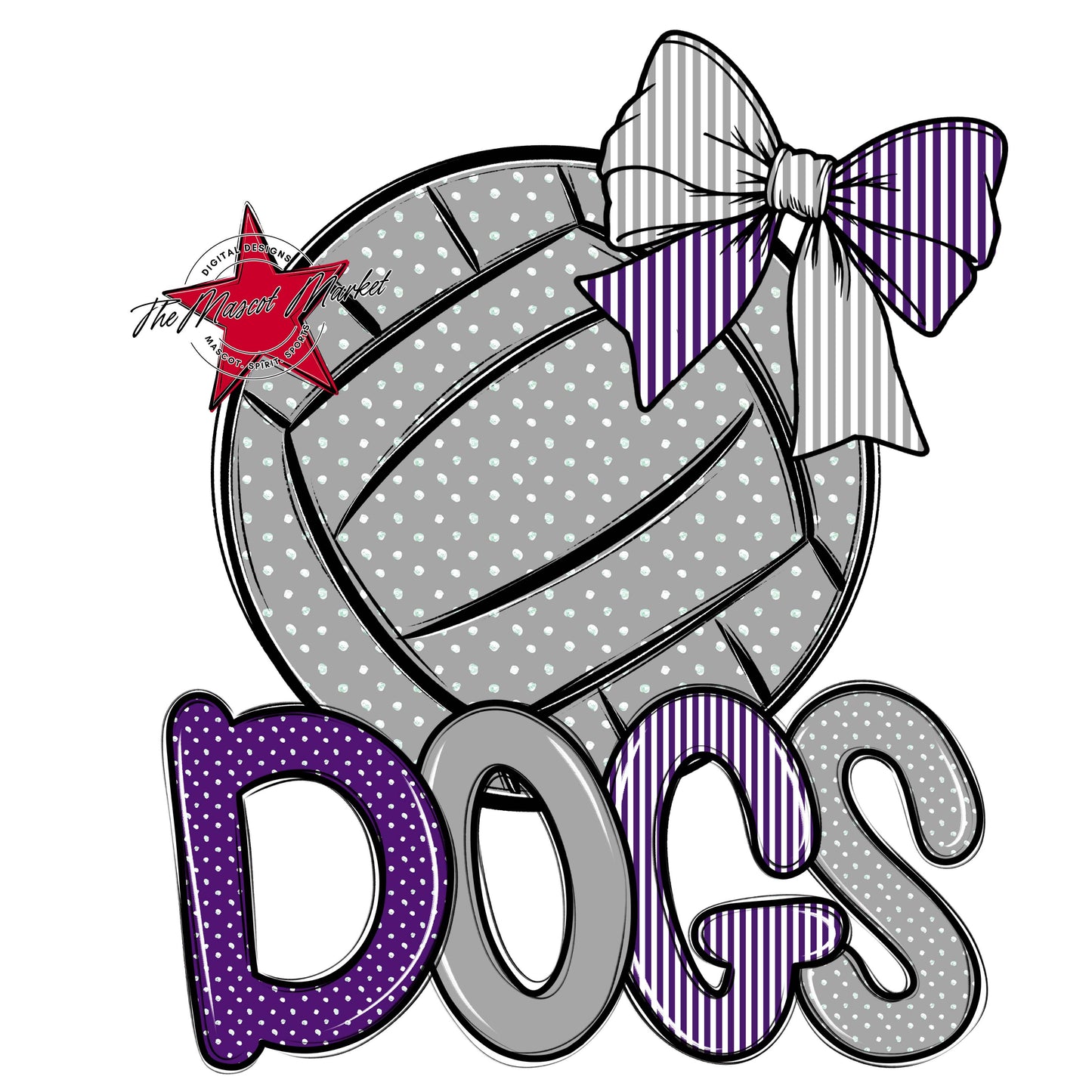 Dogs Volleyball Spirit Design-Purple & Grey