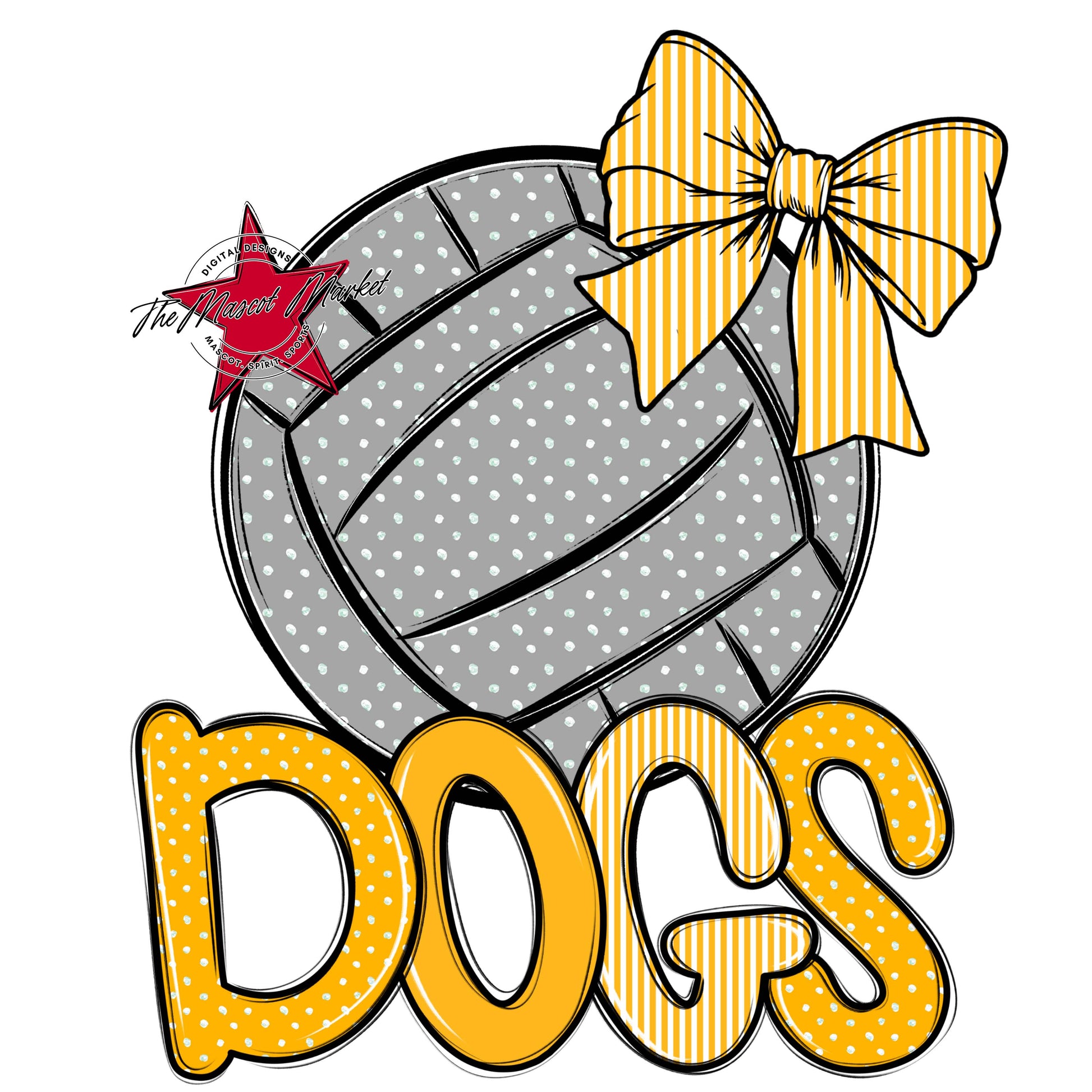 Dogs Volleyball Spirit Design-Yellow