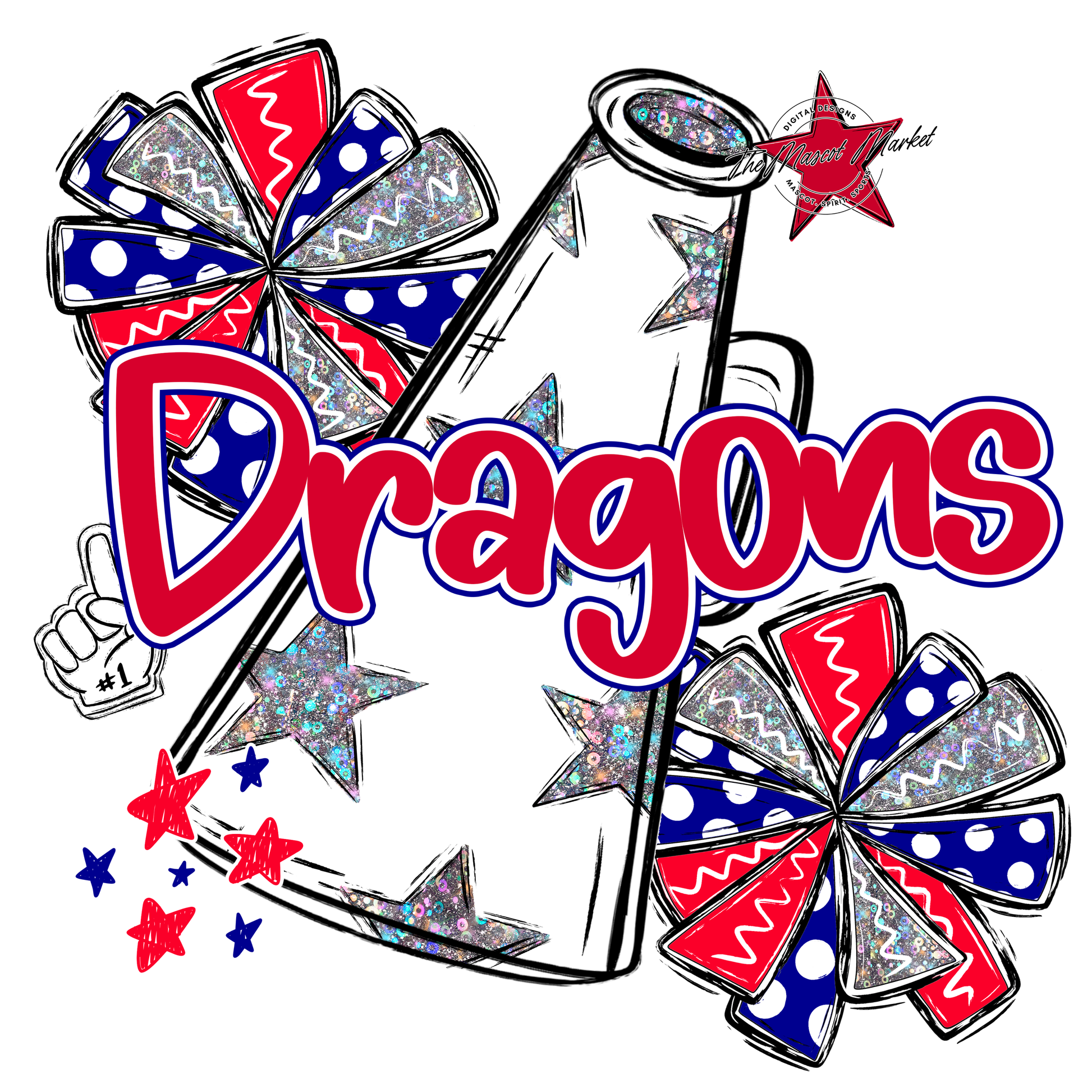 Dragons Alpha Megaphone Design-Blue-Red
