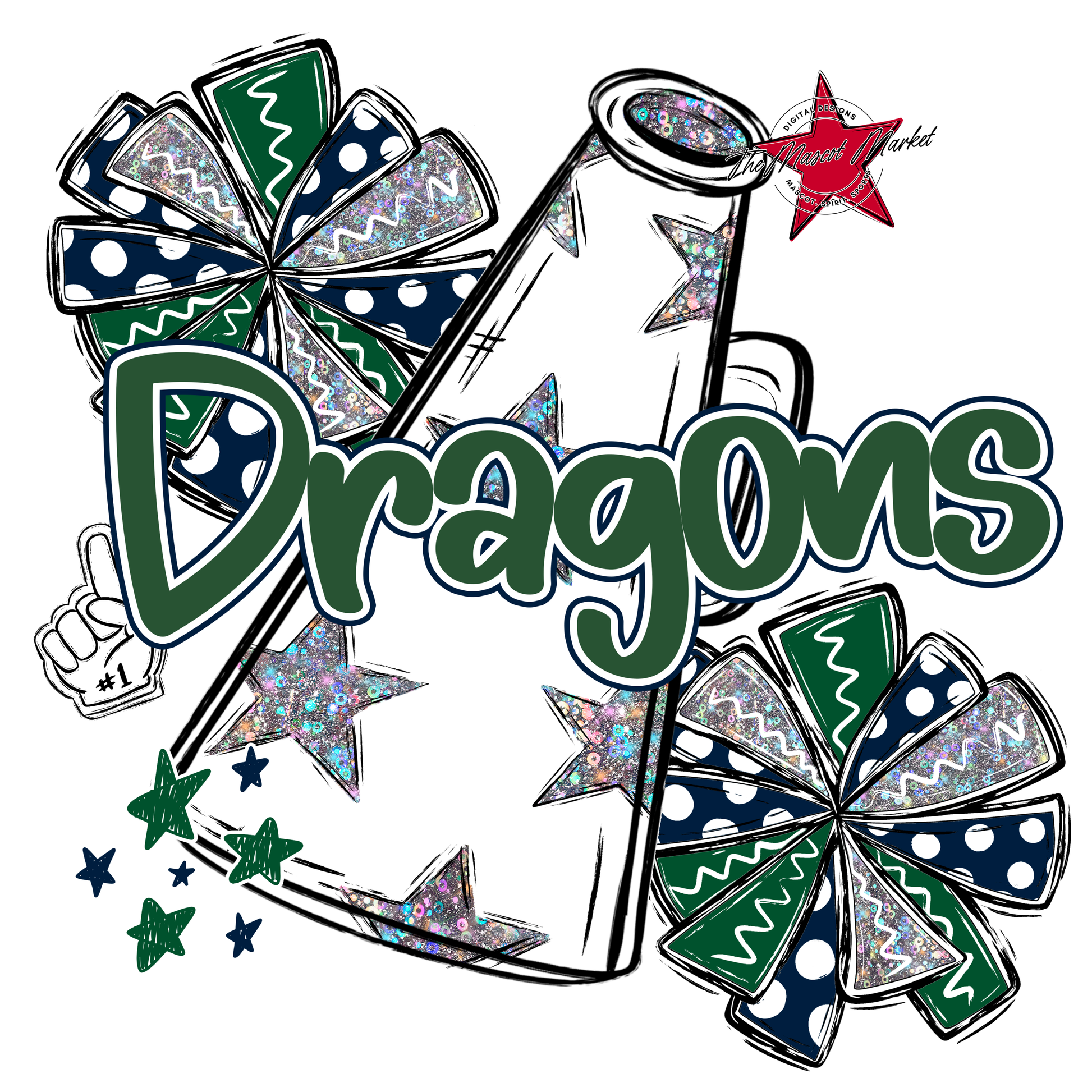 Dragons Alpha Megaphone Design-Navy-Green