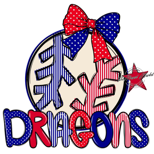 Dragons Baseball-Softball Spirit Design-Blue & Red