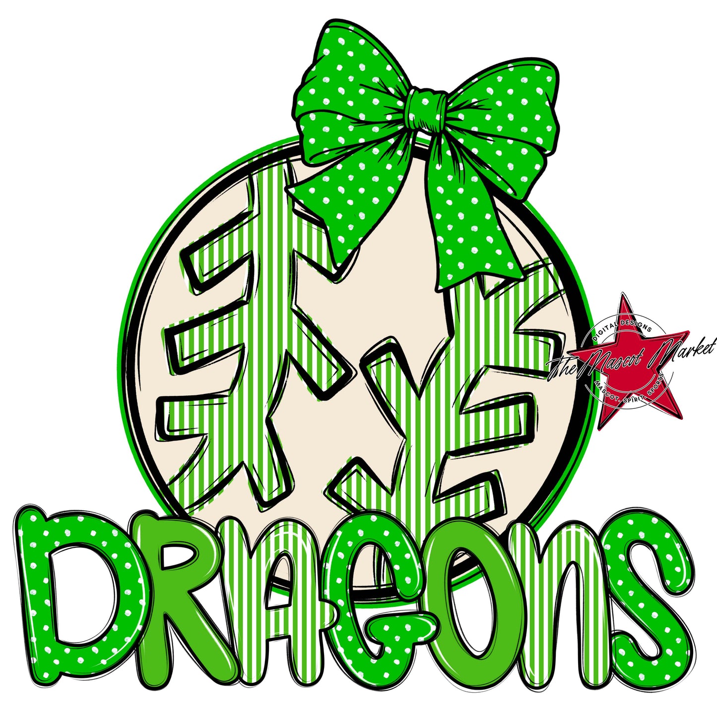 Dragons Baseball-Softball Spirit Design-Bright Green