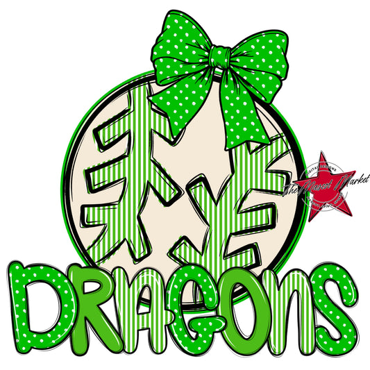 Dragons Baseball-Softball Spirit Design-Bright Green