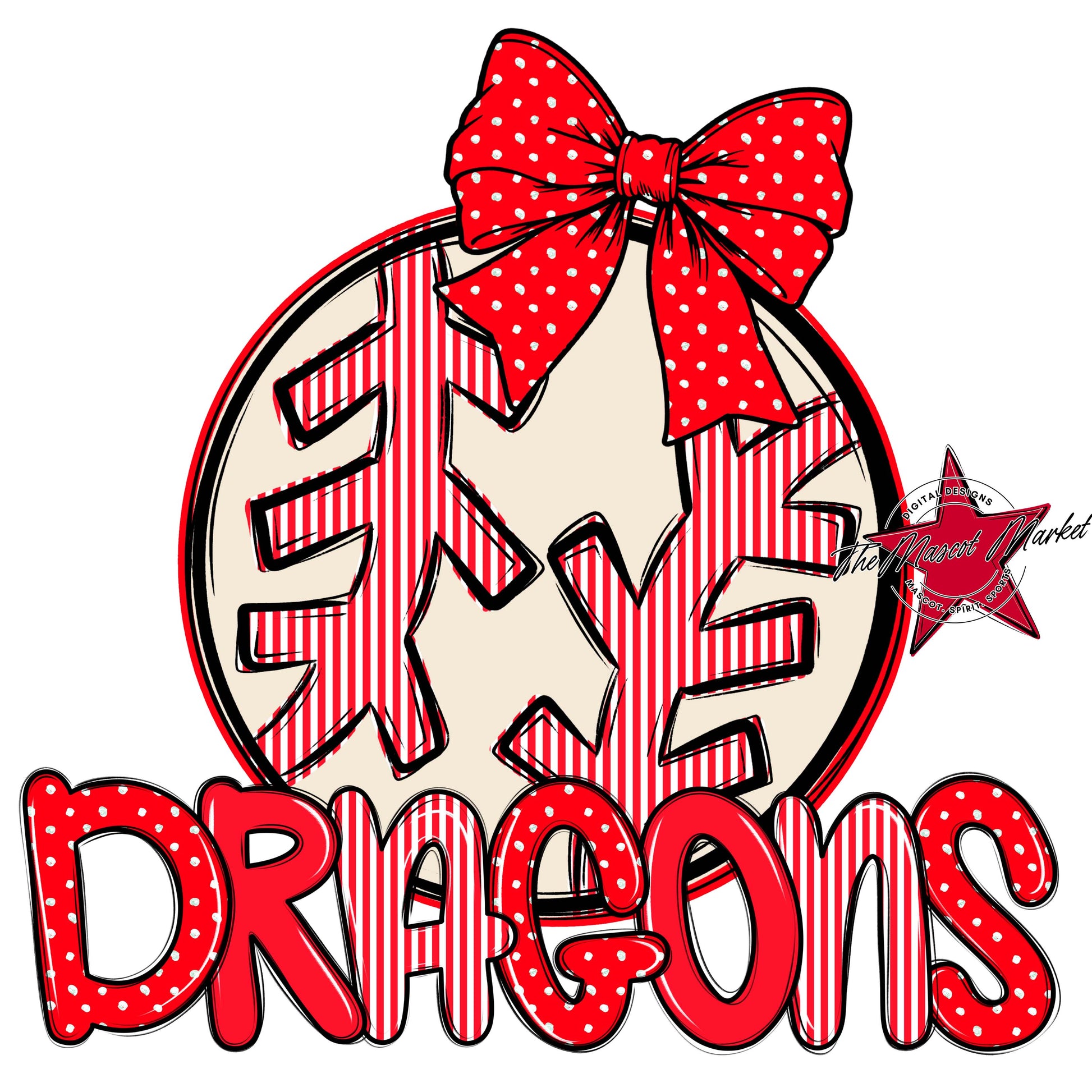 Dragons Baseball-Softball Spirit Design-Bright Red
