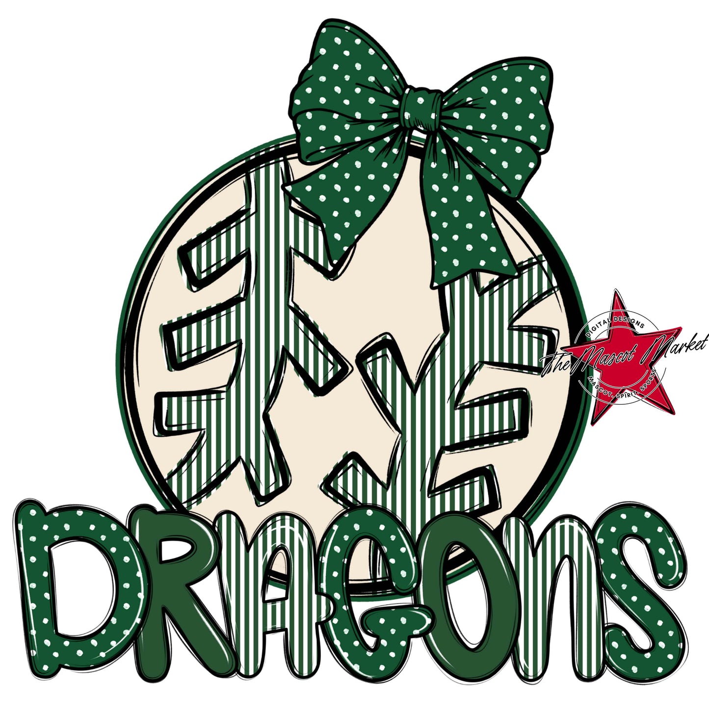 Dragons Baseball-Softball Spirit Design-Green