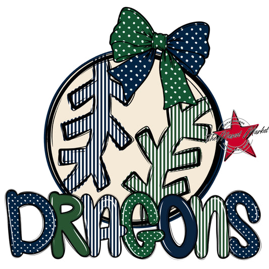 Dragons Baseball-Softball Spirit Design-Navy & Green