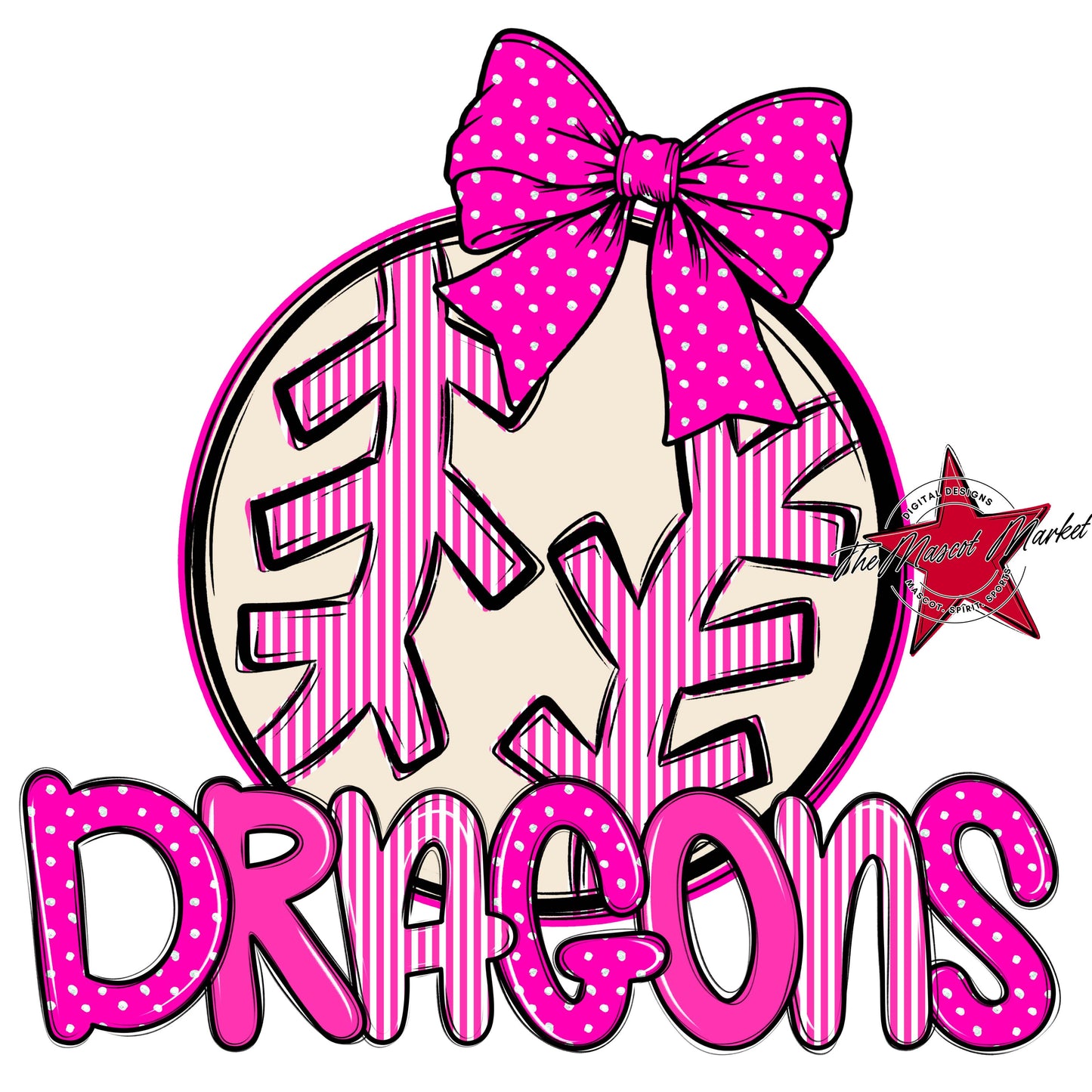 Dragons Baseball-Softball Spirit Design-Pink
